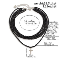 Thumbnail for Gothic 2Pcs Crystal Beaded Cross Pendant Necklace Set - ArtGalleryZen