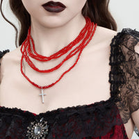 Thumbnail for Gothic 2Pcs Crystal Beaded Cross Pendant Necklace Set - ArtGalleryZen