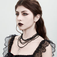 Thumbnail for Gothic 2Pcs Crystal Beaded Cross Pendant Necklace Set - ArtGalleryZen