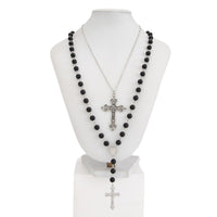 Thumbnail for Gothic 2pcs Floral Cross Pendant Ball Chain Necklace Set - ArtGalleryZen