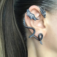 Thumbnail for Gothic Antique Dragon Ear Cuff Climber Crawler Wrap Earring - ArtGalleryZen