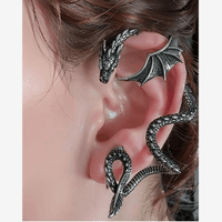 Thumbnail for Gothic Antique Dragon Ear Cuff Climber Crawler Wrap Earring - ArtGalleryZen