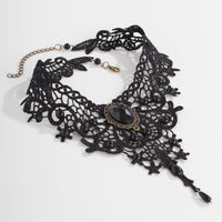 Thumbnail for Gothic Baroque Crystal Inlaid Cross Charm Lace Choker Necklace - ArtGalleryZen