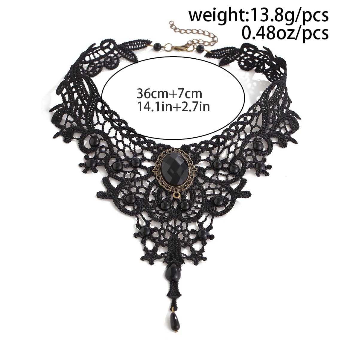 Gothic Baroque Crystal Inlaid Cross Charm Lace Choker Necklace - ArtGalleryZen