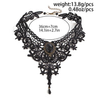 Thumbnail for Gothic Baroque Crystal Inlaid Cross Charm Lace Choker Necklace - ArtGalleryZen