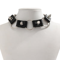 Thumbnail for Gothic Black PU Leather Circle Chunky Choker Necklace - ArtGalleryZen