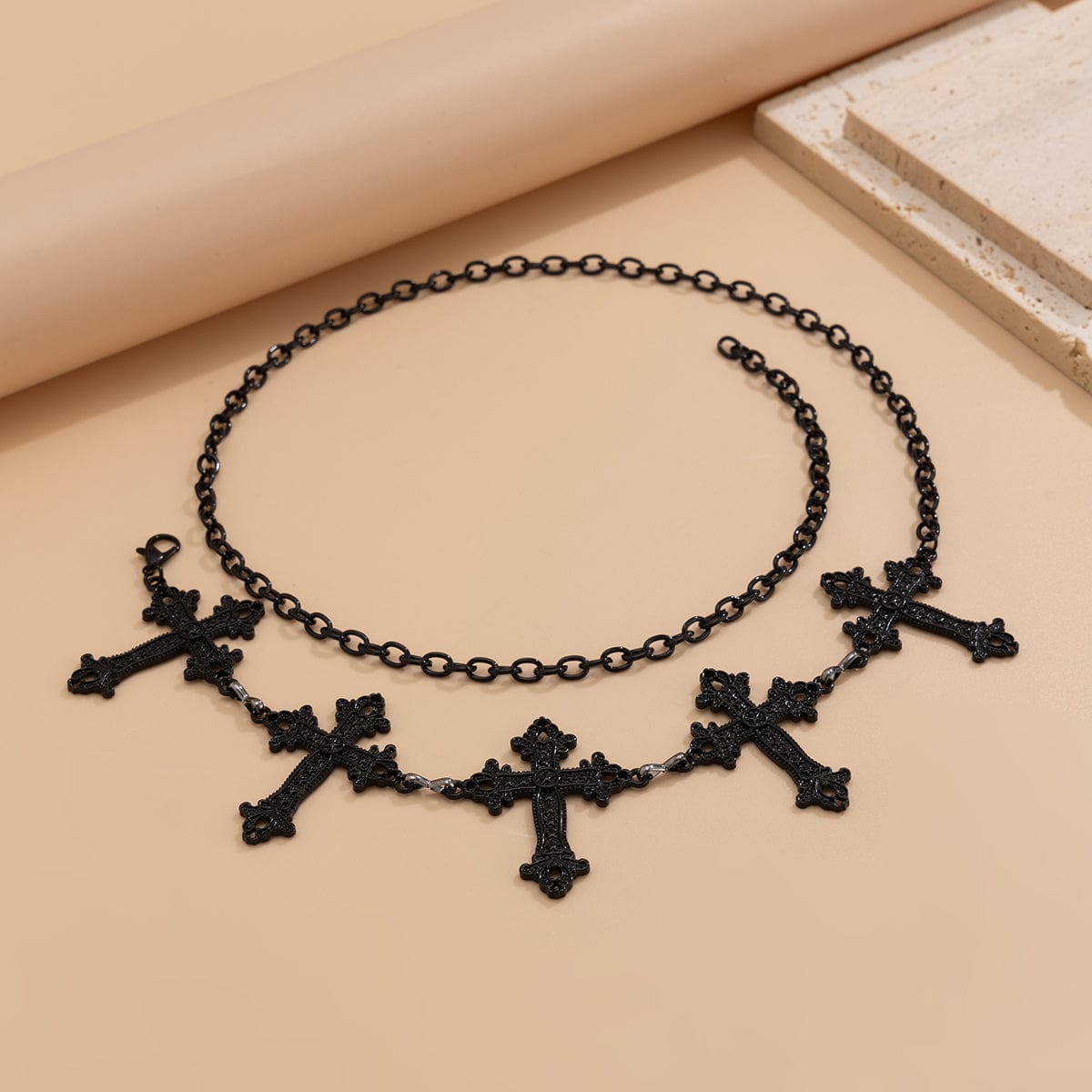 Gothic Carved Cross Charm Waist Chain