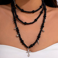 Thumbnail for Gothic Cross Ball Charm Acrylic Beaded Necklace