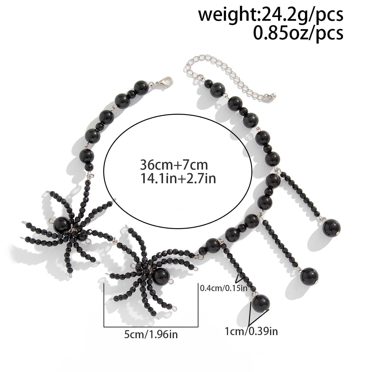 Gothic Crystal Beaded Spider Tassel Necklace - ArtGalleryZen