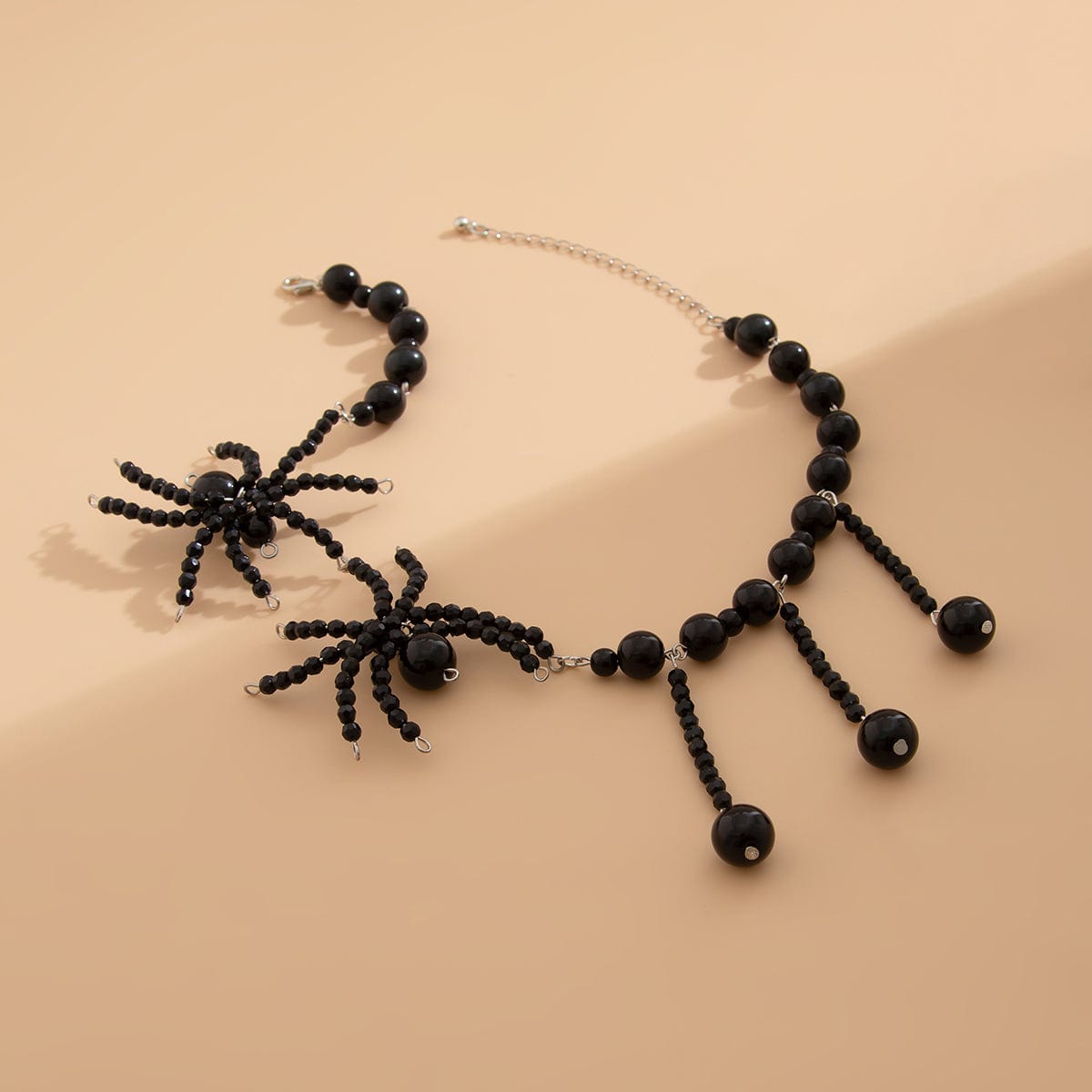 Gothic Crystal Beaded Spider Tassel Necklace - ArtGalleryZen