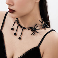 Thumbnail for Gothic Crystal Beaded Spider Tassel Necklace