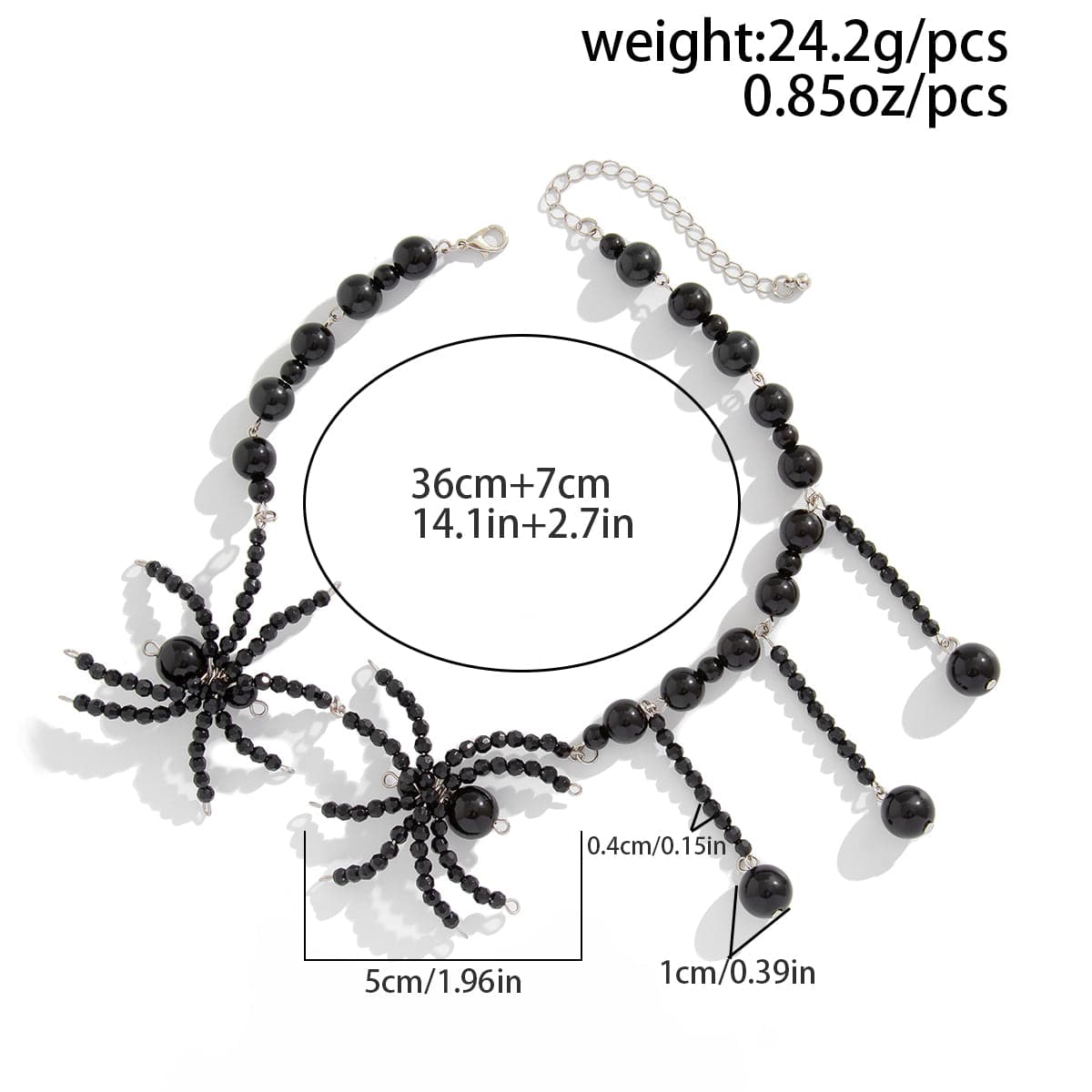 Gothic Crystal Beaded Spider Tassel Necklace