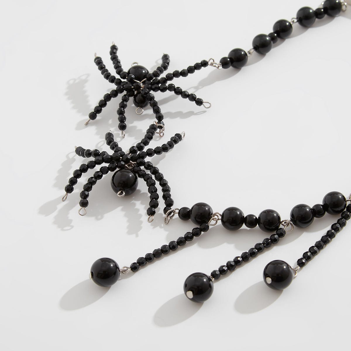 Gothic Crystal Beaded Spider Tassel Necklace