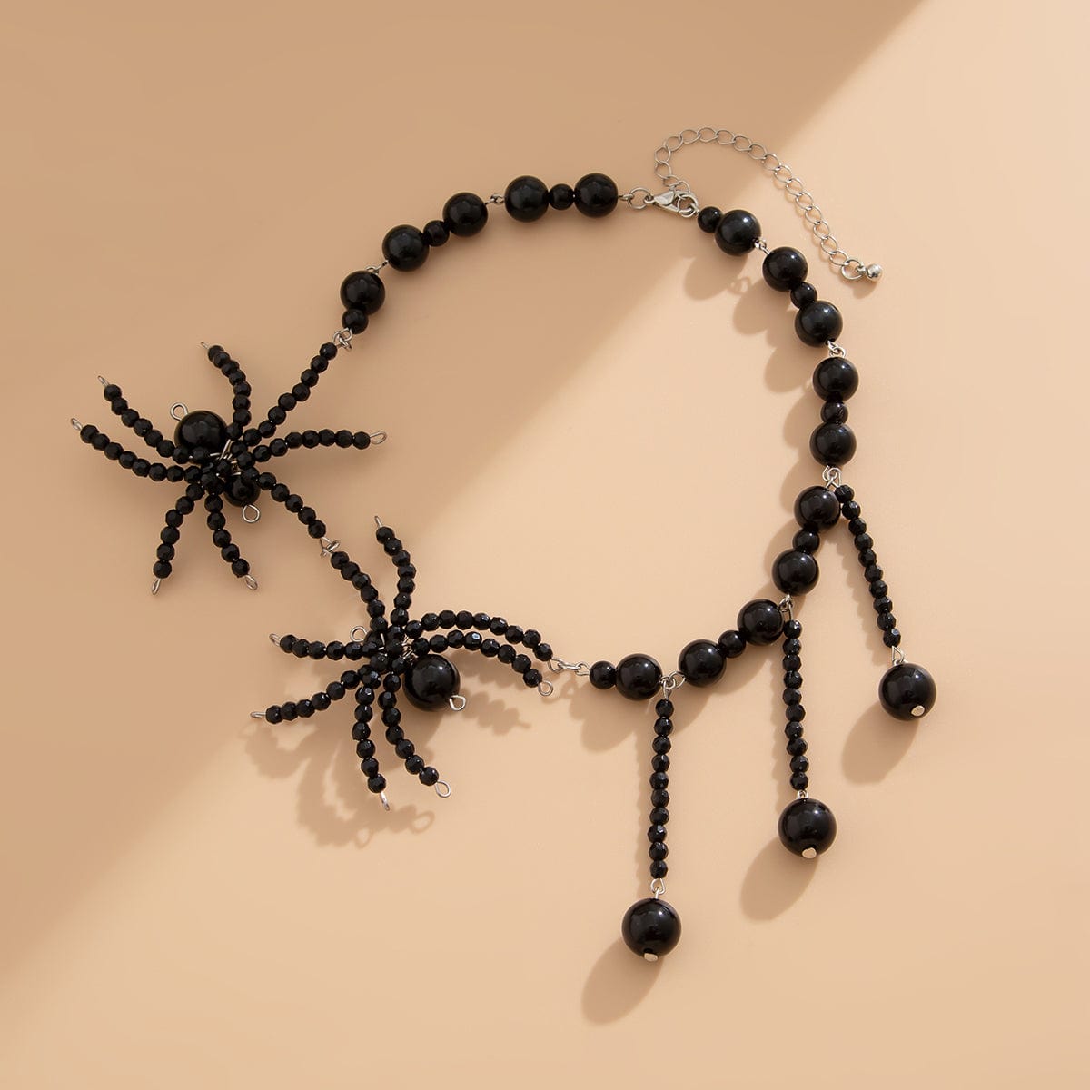 Gothic Crystal Beaded Spider Tassel Necklace