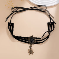 Thumbnail for Gothic Crystal Inlaid Spider Pendant Velvet Choker Necklace