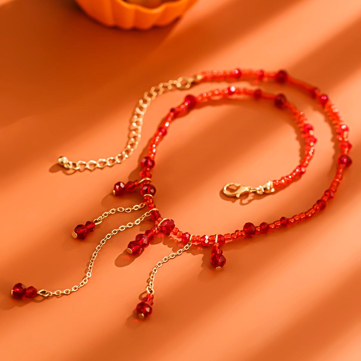 Gothic Crystal Tassel Blood Drop Halloween Choker Necklace - ArtGalleryZen