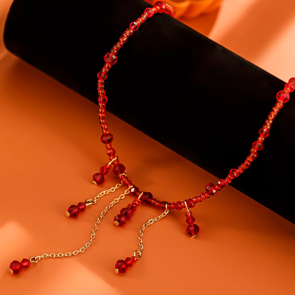 Gothic Crystal Tassel Blood Drop Halloween Choker Necklace - ArtGalleryZen