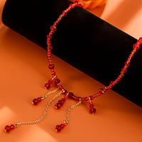 Thumbnail for Gothic Crystal Tassel Blood Drop Halloween Choker Necklace - ArtGalleryZen