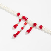 Thumbnail for Gothic Crystal Tassel Blood Drop Pearl Chain Choker Necklace - ArtGalleryZen