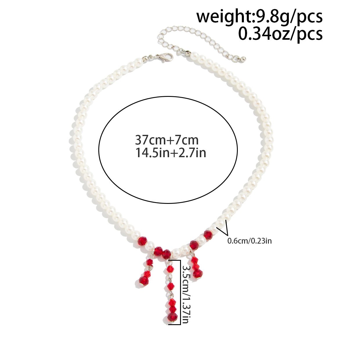 Gothic Crystal Tassel Blood Drop Pearl Chain Choker Necklace - ArtGalleryZen