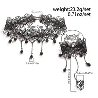 Thumbnail for Gothic Crystal Tassel Floral Lace Finger Ring Bracelet Necklace Set - ArtGalleryZen