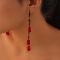 Thumbnail for Gothic Crystal Waterdrop Dangle Earrings