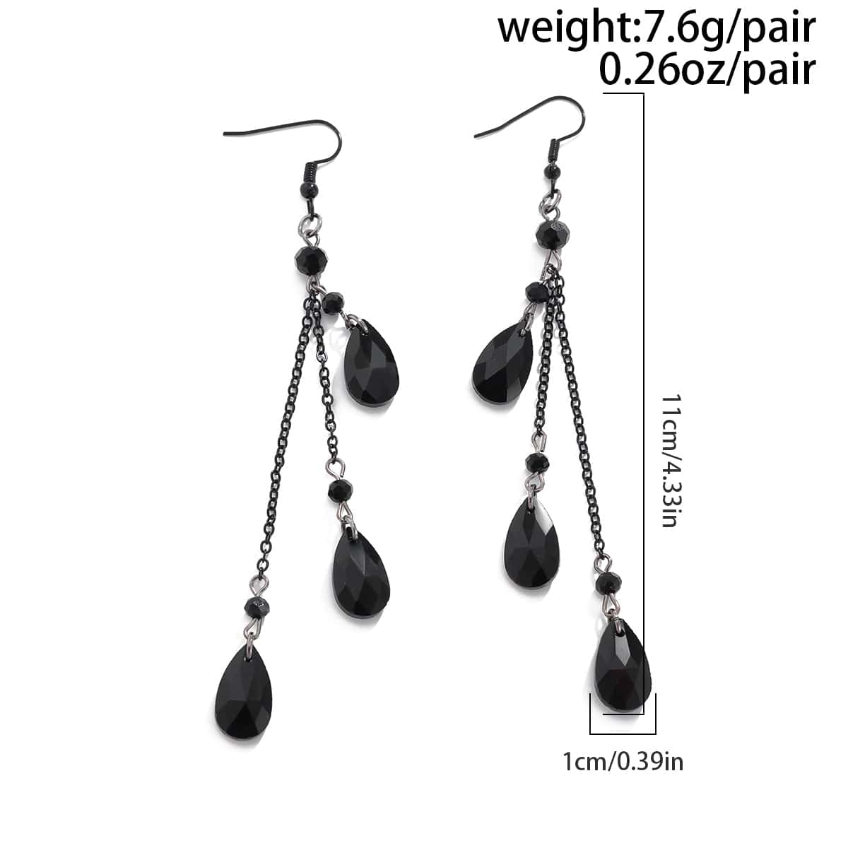 Gothic Crystal Waterdrop Dangle Earrings