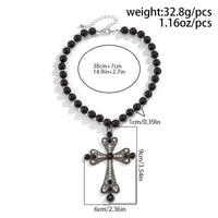 Thumbnail for Gothic CZ Inlaid Cross Pendant Ball Chain Choker Necklace - ArtGalleryZen