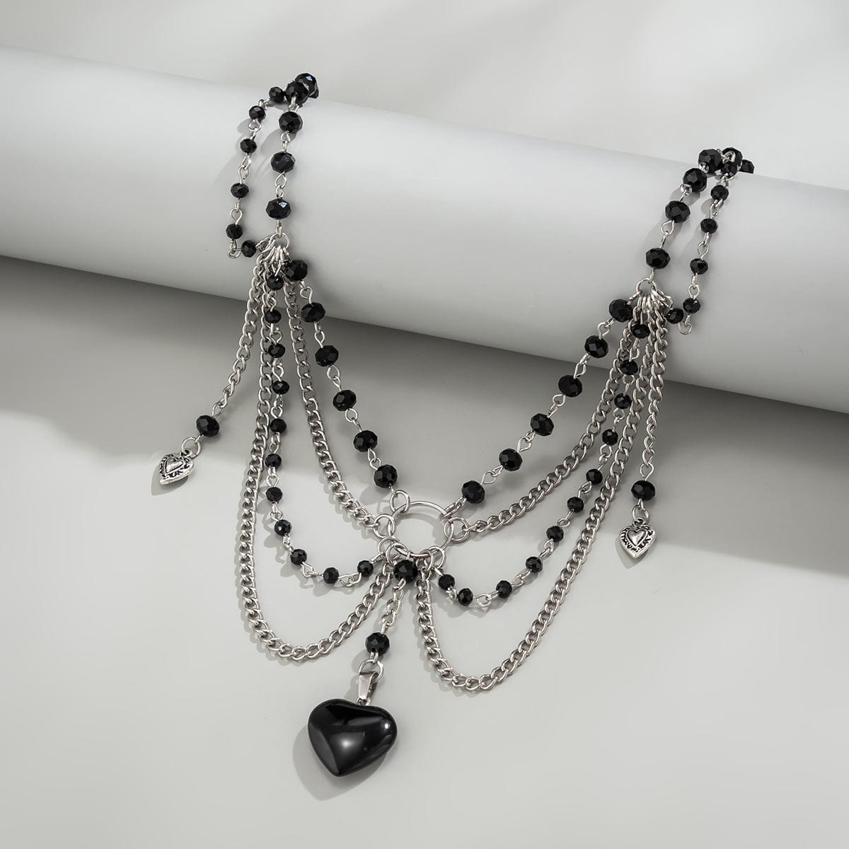 Gothic Heart Pendant Crystal Tassel Choker Necklace - ArtGalleryZen