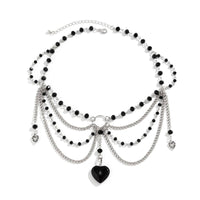 Thumbnail for Gothic Heart Pendant Crystal Tassel Choker Necklace - ArtGalleryZen