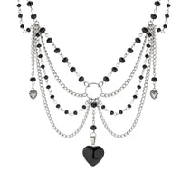 Thumbnail for Gothic Heart Pendant Crystal Tassel Choker Necklace - ArtGalleryZen