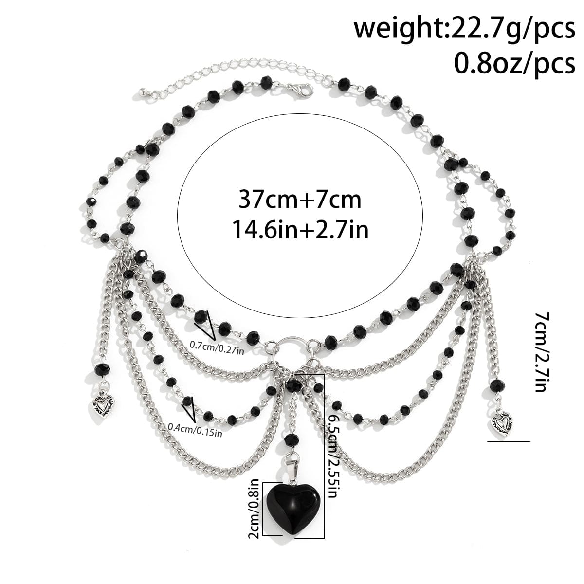 Gothic Heart Pendant Crystal Tassel Choker Necklace - ArtGalleryZen