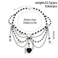 Thumbnail for Gothic Heart Pendant Crystal Tassel Choker Necklace - ArtGalleryZen