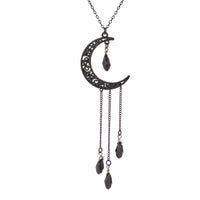 Thumbnail for Gothic CZ Tassel Moon Pendant Necklace - ArtGalleryZen