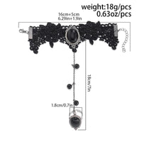 Thumbnail for Gothic Dainty Crystal Inlaid Floral Lace Finger Ring Bracelet - ArtGalleryZen