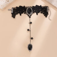 Thumbnail for Gothic Dainty Crystal Inlaid Floral Lace Finger Ring Bracelet - ArtGalleryZen