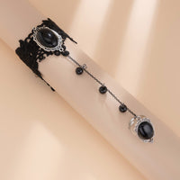 Thumbnail for Gothic Dainty Crystal Inlaid Floral Lace Finger Ring Bracelet - ArtGalleryZen