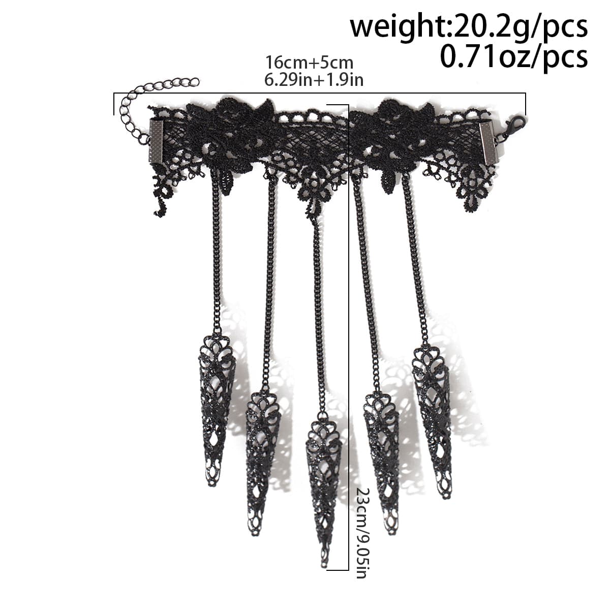 Gothic Floral Lace Five Finger Armor Nails Mittens Bracelet - ArtGalleryZen