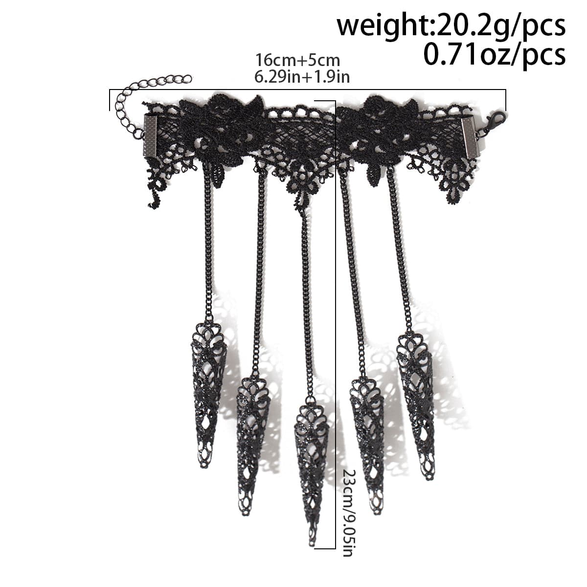 Gothic Floral Lace Five Finger Armor Nails Mittens Bracelet