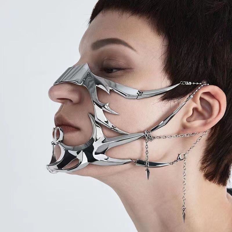 Gothic Hip Hop Glamorous Metallic Face Mask - ArtGalleryZen