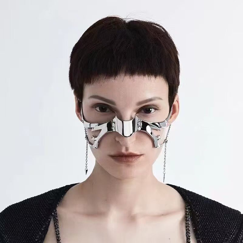 Gothic Hip Hop Glamorous Metallic Face Mask - ArtGalleryZen