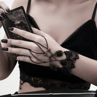 Thumbnail for Gothic Layered  Black Rose Lace Finger Ring Bracelet