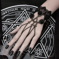 Thumbnail for Gothic Layered  Black Rose Lace Finger Ring Bracelet