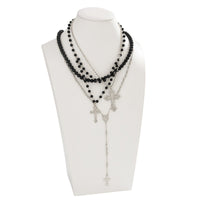 Thumbnail for Gothic Layered Cross Long Ball Chain Y Necklace Set - ArtGalleryZen