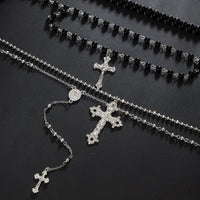 Thumbnail for Gothic Layered Cross Long Ball Chain Y Necklace Set - ArtGalleryZen