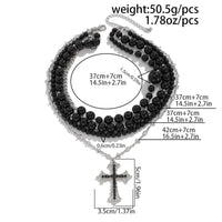 Thumbnail for Gothic Layered Cross Pendant Acrylic Beaded Necklace - ArtGalleryZen