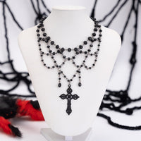 Thumbnail for Gothic Layered Cross Pendant Crystal Chain Choker Necklace - ArtGalleryZen