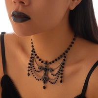 Thumbnail for Gothic Layered Cross Pendant Crystal Chain Choker Necklace