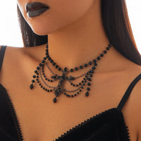 Thumbnail for Gothic Layered Cross Pendant Crystal Chain Choker Necklace