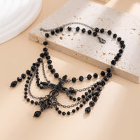 Thumbnail for Gothic Layered Cross Pendant Crystal Chain Choker Necklace